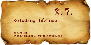 Kolodzey Tünde névjegykártya